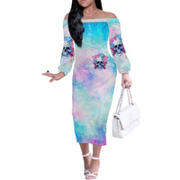 Flower Skull Family Matching Off Shoulder Long Sleeve Dress and Hawaiian Shirt I'm Not Anti-Social I'm Just Not User Friendly - Wonder Print Shop