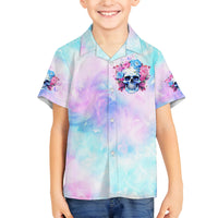 Flower Skull Family Matching Off Shoulder Short Dress and Hawaiian Shirt I'm Not Anti-Social I'm Just Not User Friendly - Wonder Print Shop