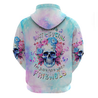 Flower Skull Hoodie I'm Not Anti-Social I'm Just Not User Friendly - Wonder Print Shop
