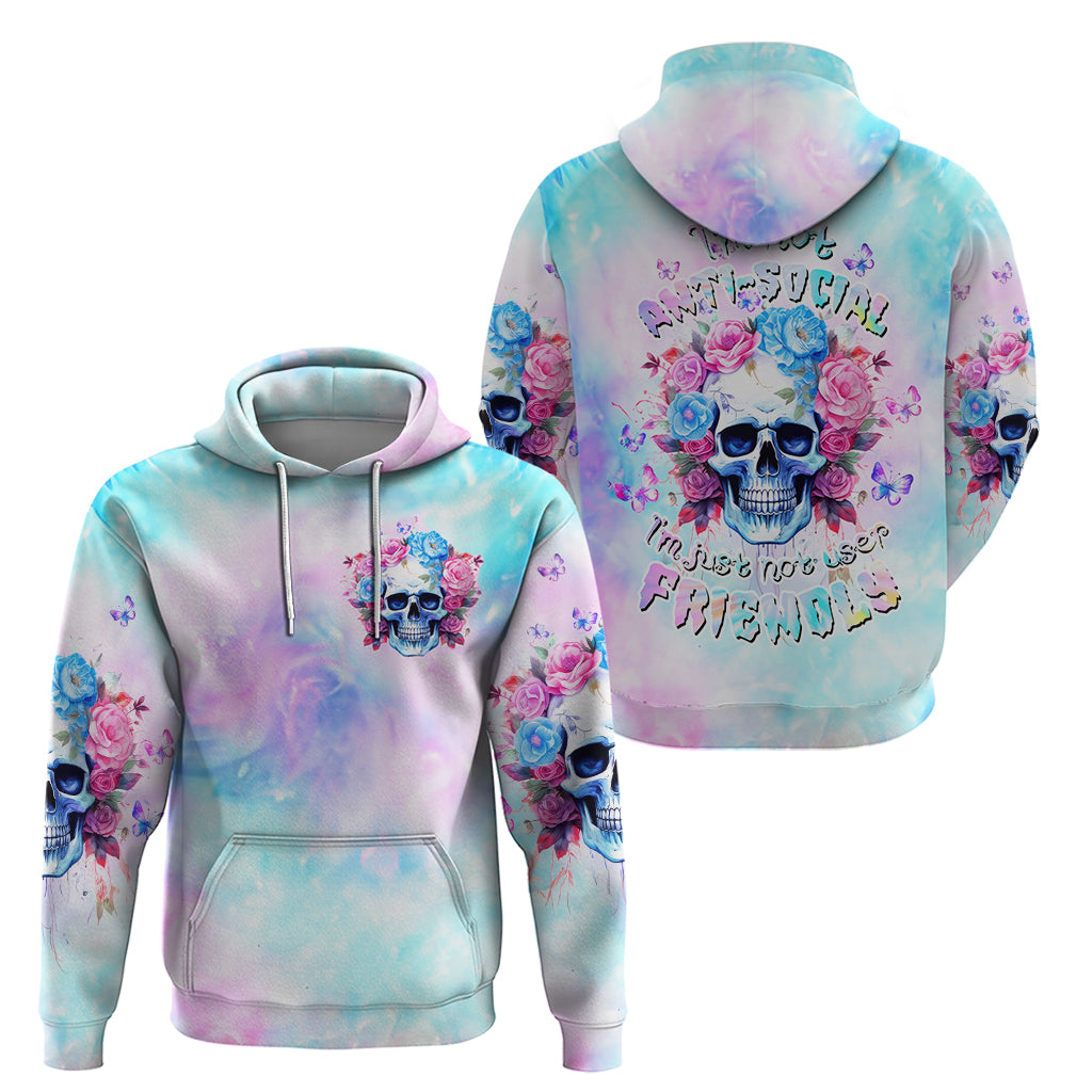 Flower Skull Hoodie I'm Not Anti-Social I'm Just Not User Friendly - Wonder Print Shop