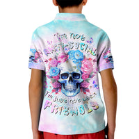 Flower Skull Kid Polo Shirt I'm Not Anti-Social I'm Just Not User Friendly - Wonder Print Shop