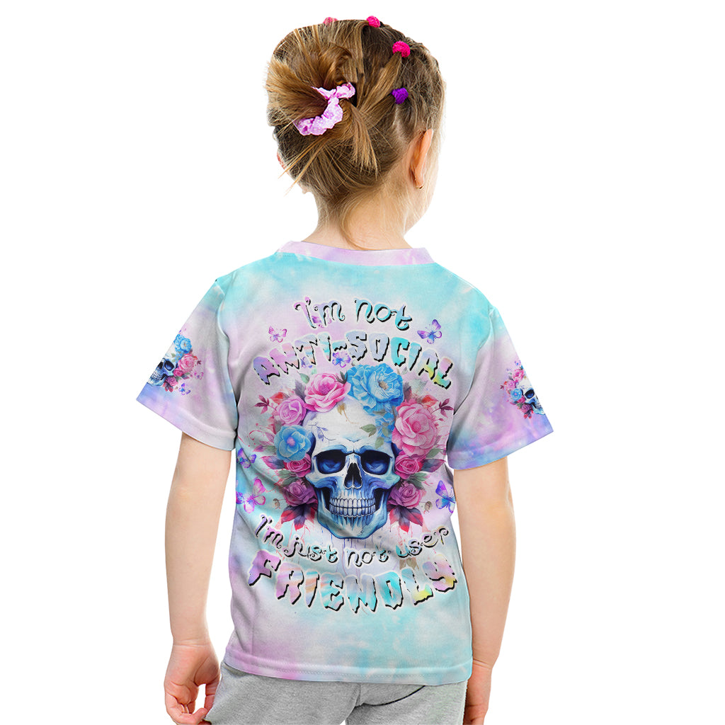 Flower Skull Kid T Shirt I'm Not Anti-Social I'm Just Not User Friendly - Wonder Print Shop