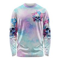Flower Skull Long Sleeve Shirt I'm Not Anti-Social I'm Just Not User Friendly - Wonder Print Shop