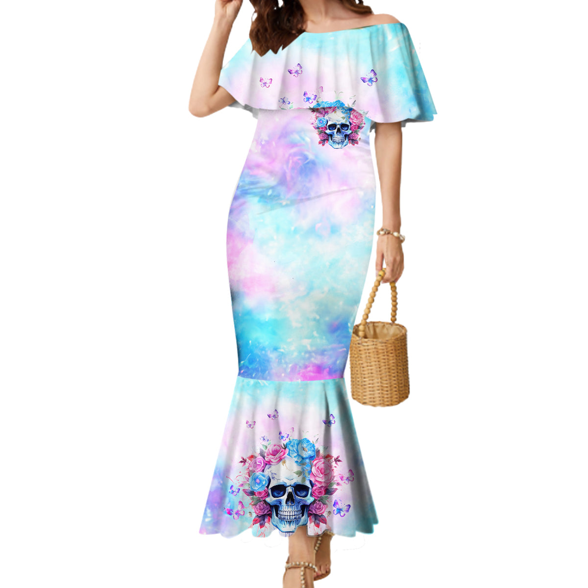 Flower Skull Mermaid Dress I'm Not Anti-Social I'm Just Not User Friendly - Wonder Print Shop
