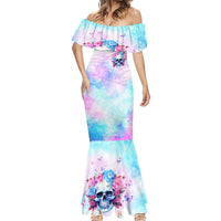 Flower Skull Mermaid Dress I'm Not Anti-Social I'm Just Not User Friendly - Wonder Print Shop