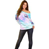 Flower Skull Off Shoulder Sweater I'm Not Anti-Social I'm Just Not User Friendly - Wonder Print Shop