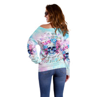 Flower Skull Off Shoulder Sweater I'm Not Anti-Social I'm Just Not User Friendly - Wonder Print Shop