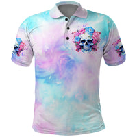 Flower Skull Polo Shirt I'm Not Anti-Social I'm Just Not User Friendly - Wonder Print Shop