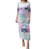 Flower Skull Puletasi I'm Not Anti-Social I'm Just Not User Friendly - Wonder Print Shop