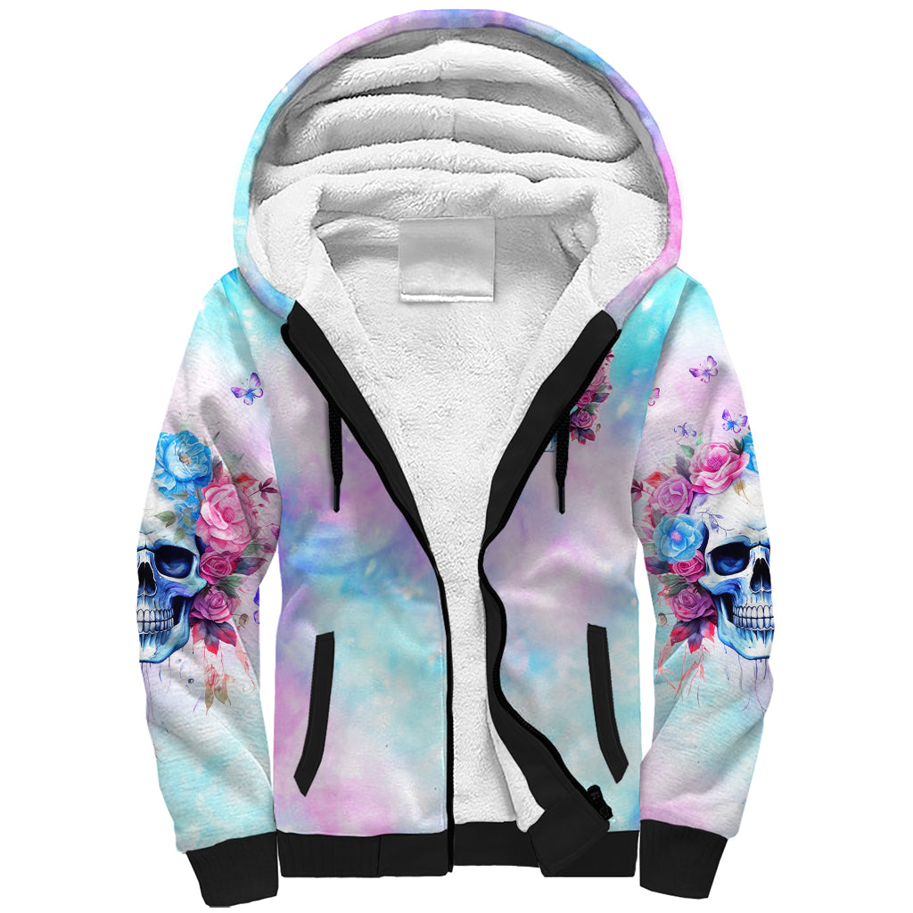 Flower Skull Sherpa Hoodie I'm Not Anti-Social I'm Just Not User Friendly - Wonder Print Shop