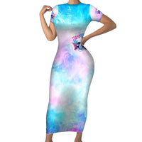 Flower Skull Short Sleeve Bodycon Dress I'm Not Anti-Social I'm Just Not User Friendly - Wonder Print Shop