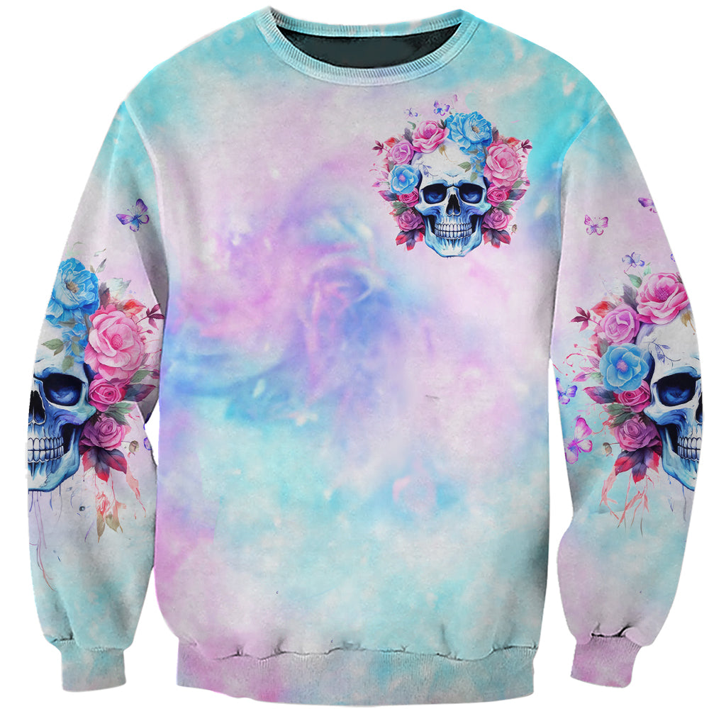 Flower Skull Sweatshirt I'm Not Anti-Social I'm Just Not User Friendly - Wonder Print Shop