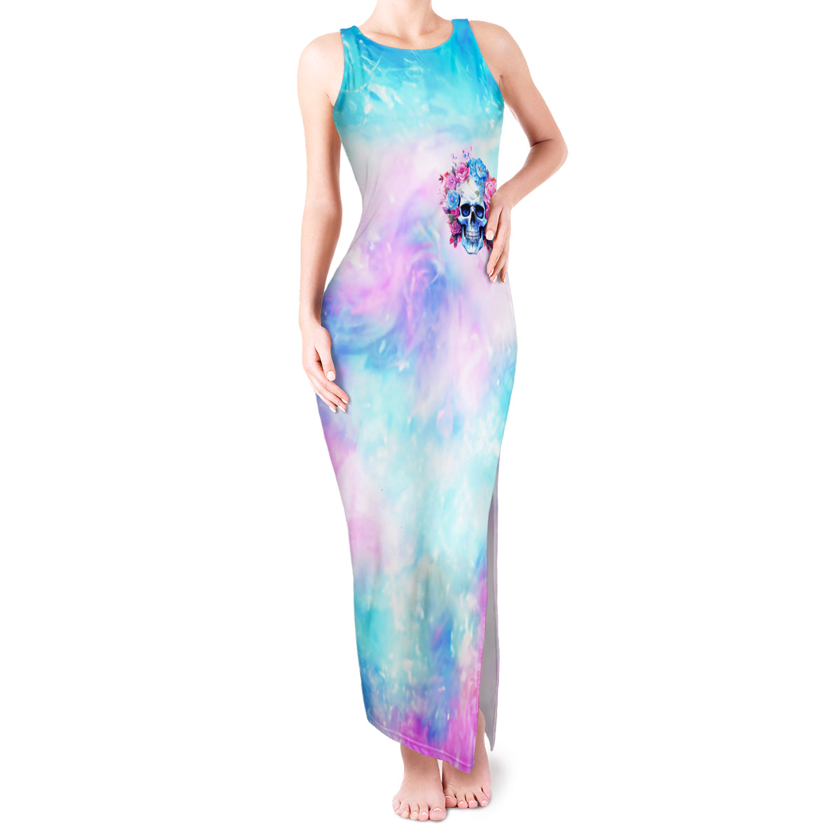 Flower Skull Tank Maxi Dress I'm Not Anti-Social I'm Just Not User Friendly - Wonder Print Shop