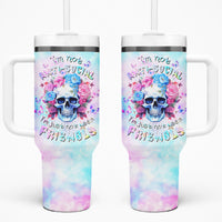 Flower Skull Tumbler With Handle I'm Not Anti-Social I'm Just Not User Friendly - Wonder Print Shop