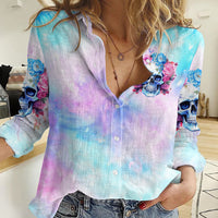 Flower Skull Women Casual Shirt I'm Not Anti-Social I'm Just Not User Friendly - Wonder Print Shop