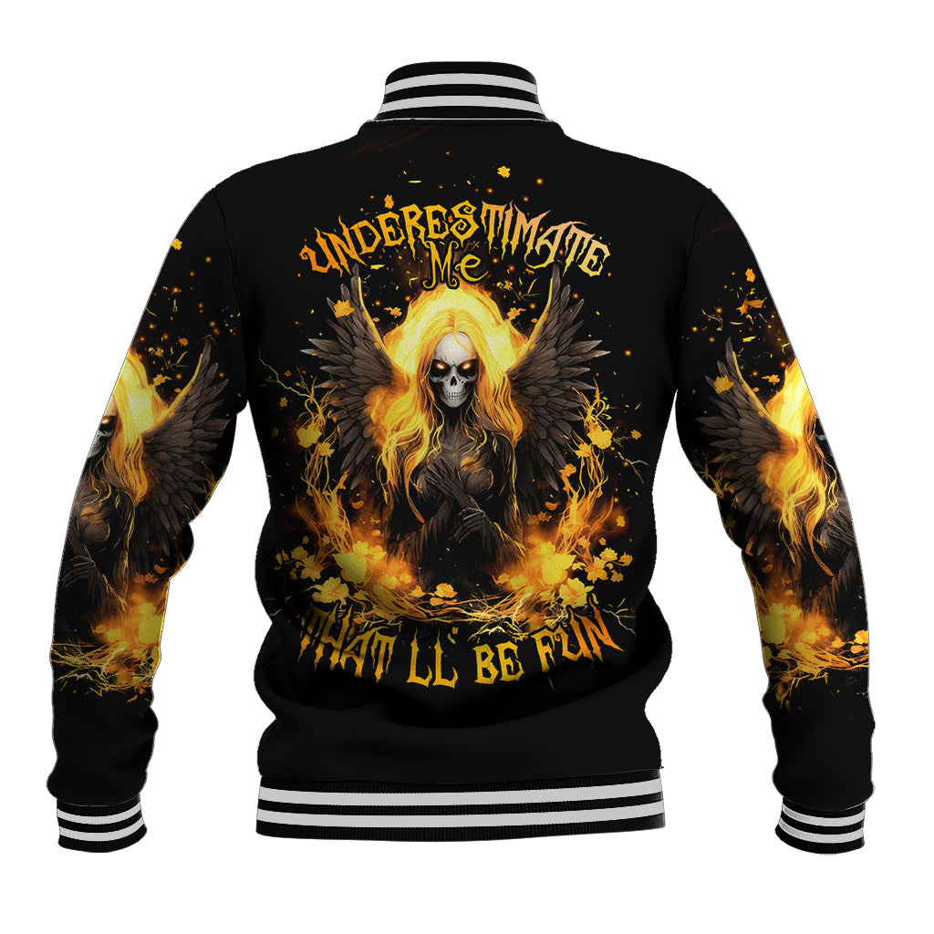 Angel Skull Baseball Jacket Underestimate Me That 'll Be Fun - Wonder Print Shop