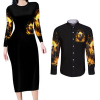 Angel Skull Couples Matching Long Sleeve Bodycon Dress and Long Sleeve Button Shirt Underestimate Me That 'll Be Fun - Wonder Print Shop