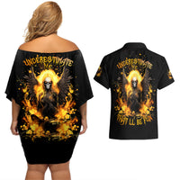 Angel Skull Couples Matching Off Shoulder Short Dress and Hawaiian Shirt Underestimate Me That 'll Be Fun - Wonder Print Shop