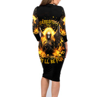 Angel Skull Family Matching Long Sleeve Bodycon Dress and Hawaiian Shirt Underestimate Me That 'll Be Fun - Wonder Print Shop