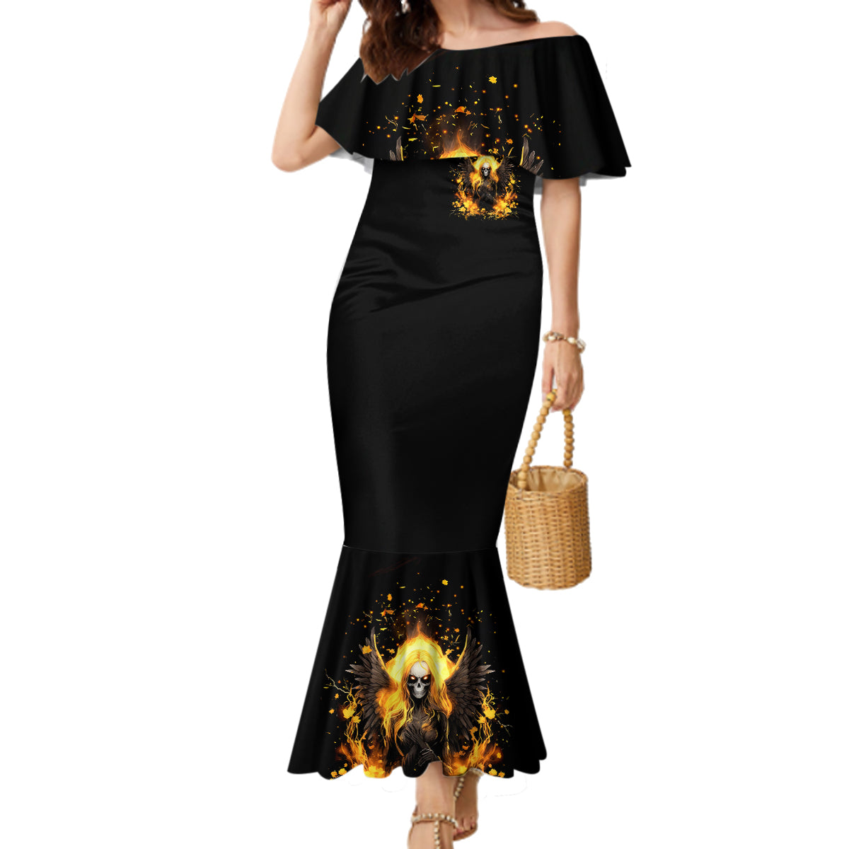 Angel Skull Family Matching Mermaid Dress and Hawaiian Shirt Underestimate Me That 'll Be Fun - Wonder Print Shop