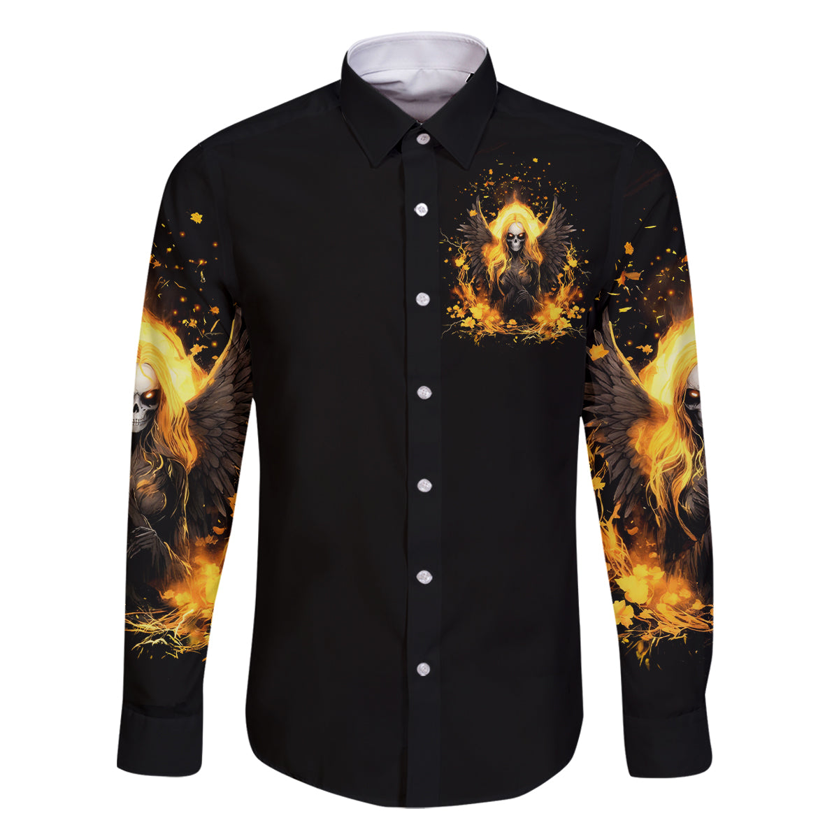 Angel Skull Family Matching Off Shoulder Long Sleeve Dress and Hawaiian Shirt Underestimate Me That 'll Be Fun - Wonder Print Shop