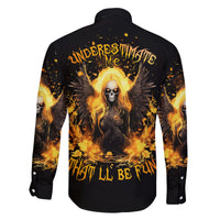 Angel Skull Family Matching Off Shoulder Long Sleeve Dress and Hawaiian Shirt Underestimate Me That 'll Be Fun - Wonder Print Shop