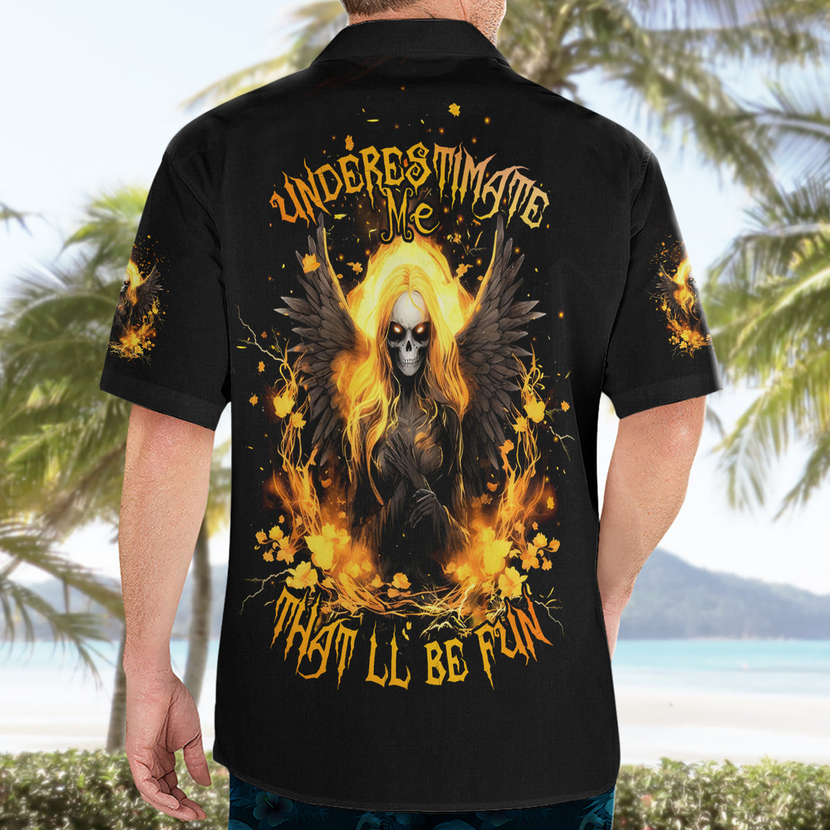 Angel Skull Hawaiian Shirt Underestimate Me That 'll Be Fun - Wonder Print Shop