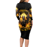 Angel Skull Long Sleeve Bodycon Dress Underestimate Me That 'll Be Fun - Wonder Print Shop
