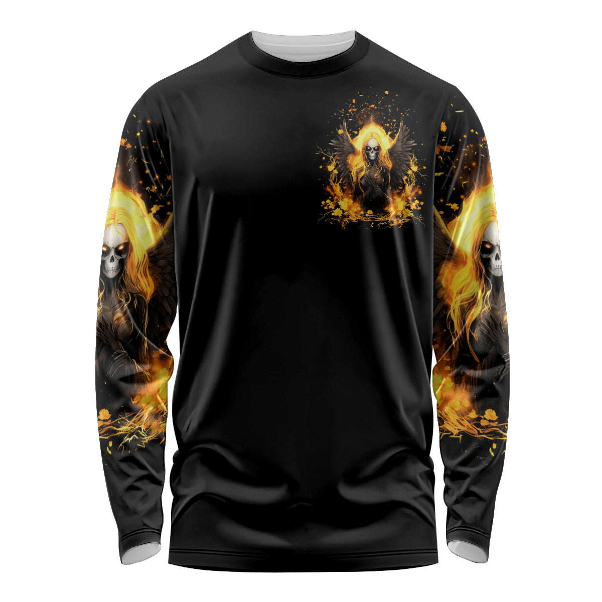 Angel Skull Long Sleeve Shirt Underestimate Me That 'll Be Fun - Wonder Print Shop