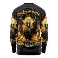 Angel Skull Long Sleeve Shirt Underestimate Me That 'll Be Fun - Wonder Print Shop