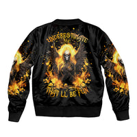 Angel Skull Sleeve Zip Bomber Jacket Underestimate Me That 'll Be Fun - Wonder Print Shop