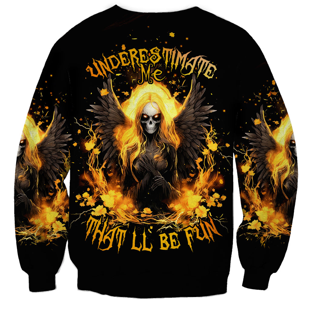 Angel Skull Sweatshirt Underestimate Me That 'll Be Fun - Wonder Print Shop