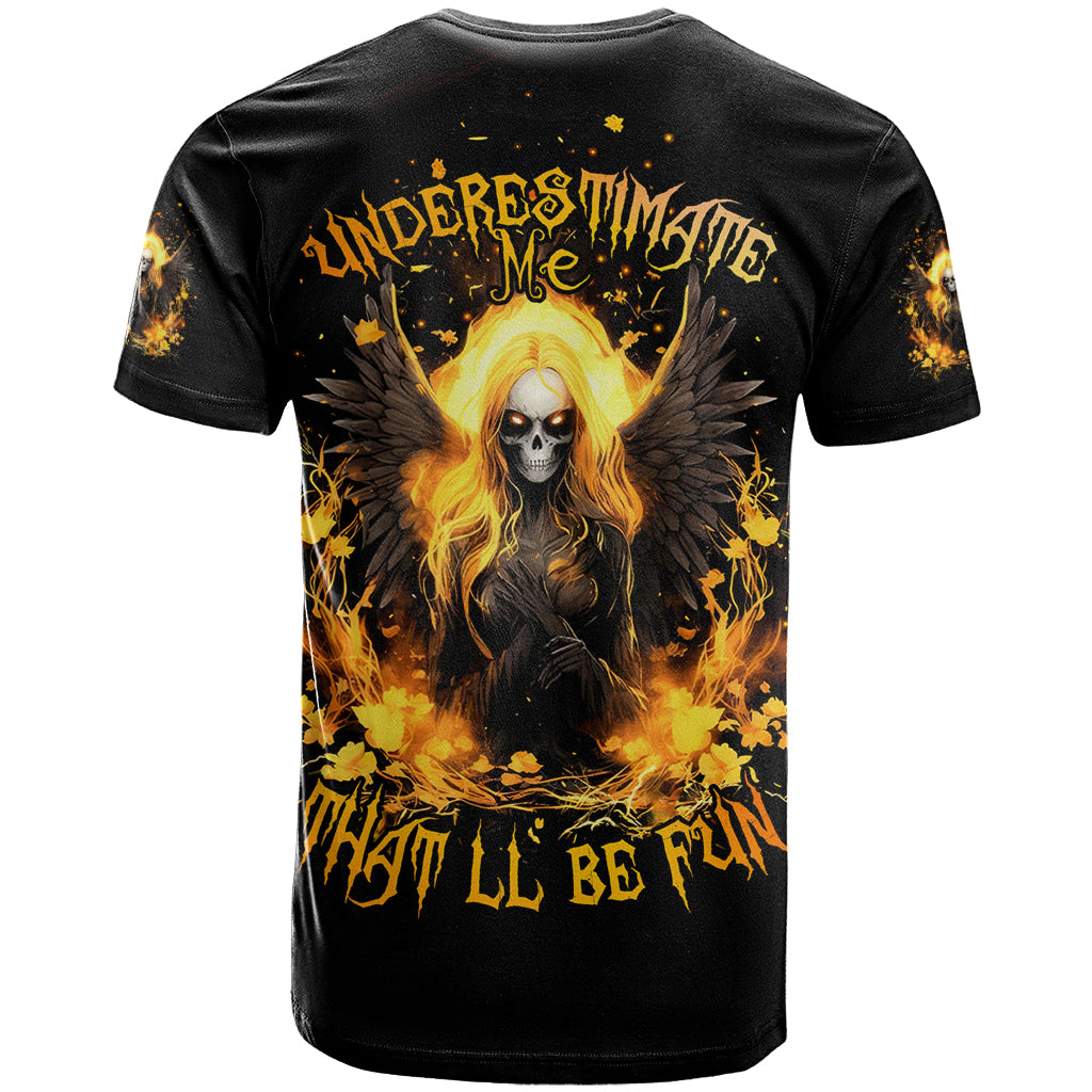 Angel Skull T Shirt Underestimate Me That 'll Be Fun - Wonder Print Shop