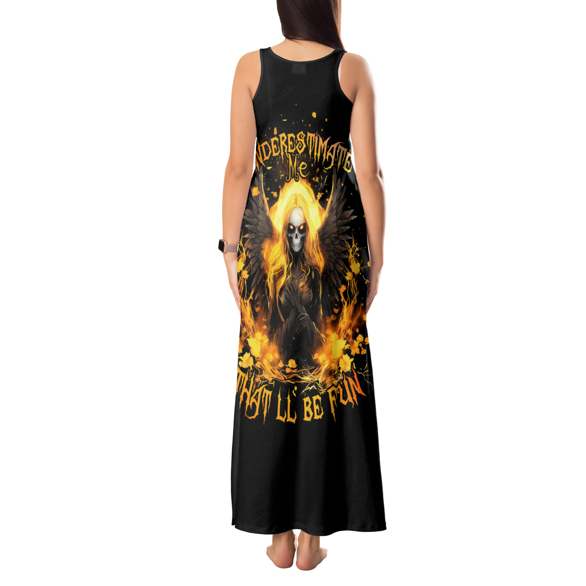 Angel Skull Tank Maxi Dress Underestimate Me That 'll Be Fun - Wonder Print Shop