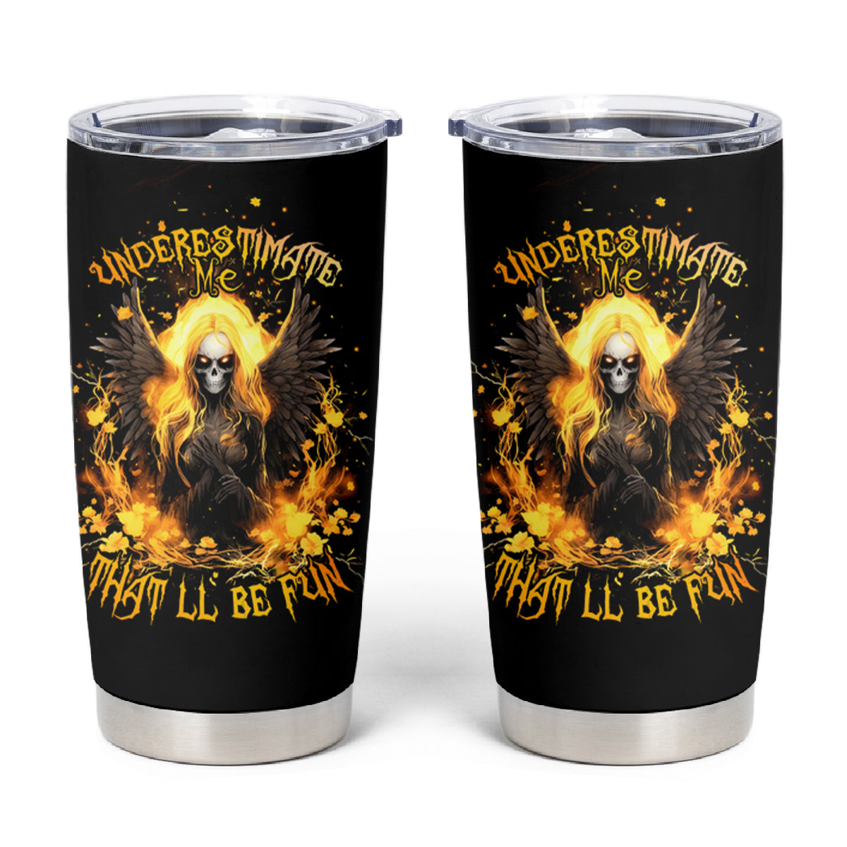 Angel Skull Tumbler Cup Underestimate Me That 'll Be Fun - Wonder Print Shop