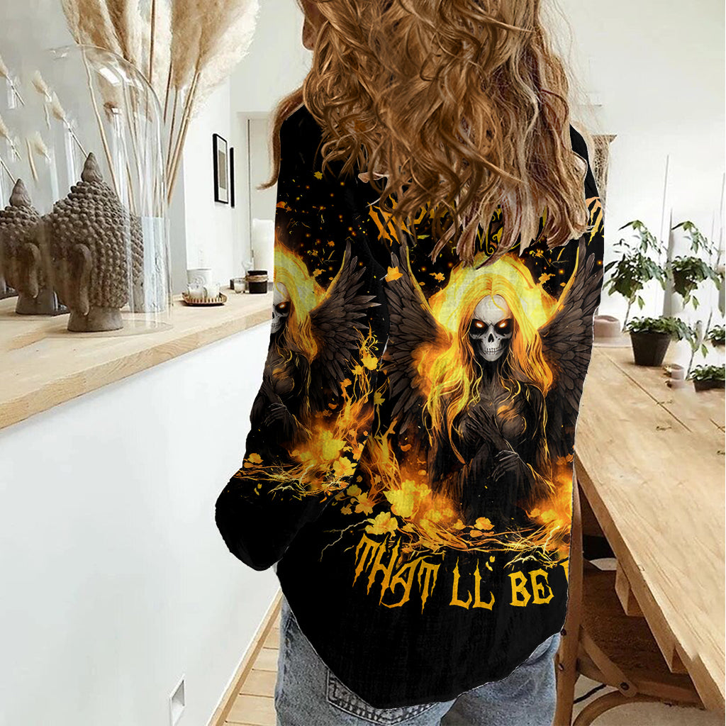Angel Skull Women Casual Shirt Underestimate Me That 'll Be Fun - Wonder Print Shop