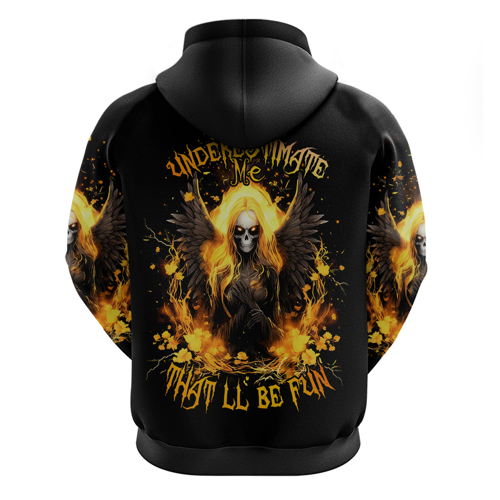 Angel Skull Zip Hoodie Underestimate Me That 'll Be Fun - Wonder Print Shop
