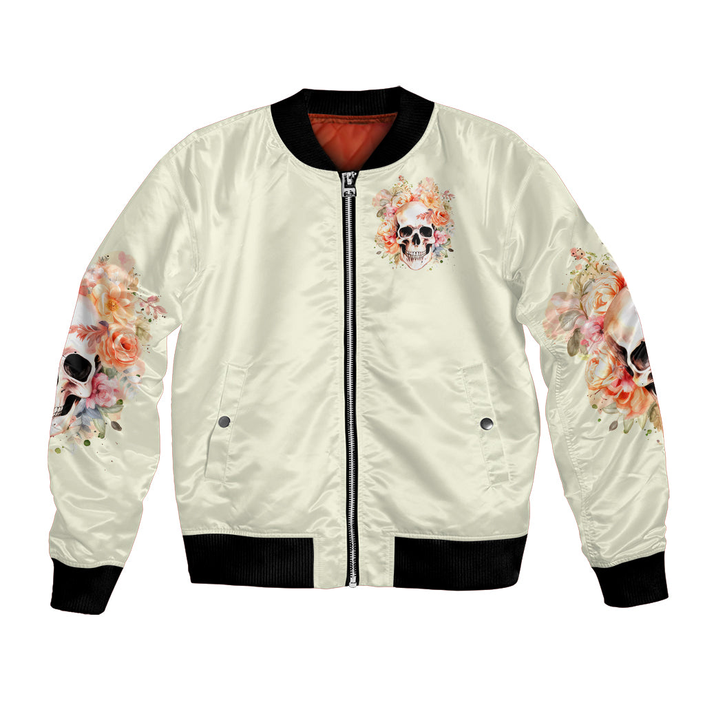 Rose Skull Bomber Jacket The Good Girl In Me Got Tired Of The Bullshit - Wonder Print Shop