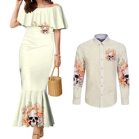 Rose Skull Couples Matching Mermaid Dress and Long Sleeve Button Shirt The Good Girl In Me Got Tired Of The Bullshit