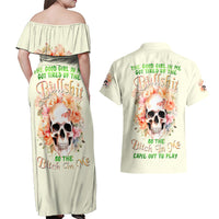 Rose Skull Couples Matching Off Shoulder Maxi Dress and Hawaiian Shirt The Good Girl In Me Got Tired Of The Bullshit - Wonder Print Shop