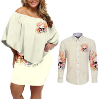 Rose Skull Couples Matching Off Shoulder Short Dress and Long Sleeve Button Shirt The Good Girl In Me Got Tired Of The Bullshit - Wonder Print Shop