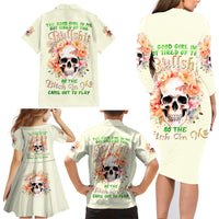 Rose Skull Family Matching Long Sleeve Bodycon Dress and Hawaiian Shirt The Good Girl In Me Got Tired Of The Bullshit - Wonder Print Shop