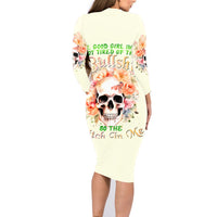 Rose Skull Family Matching Long Sleeve Bodycon Dress and Hawaiian Shirt The Good Girl In Me Got Tired Of The Bullshit - Wonder Print Shop