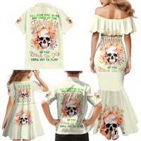 Rose Skull Family Matching Mermaid Dress and Hawaiian Shirt The Good Girl In Me Got Tired Of The Bullshit - Wonder Print Shop