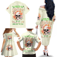 Rose Skull Family Matching Off Shoulder Long Sleeve Dress and Hawaiian Shirt The Good Girl In Me Got Tired Of The Bullshit - Wonder Print Shop