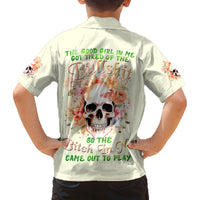 Rose Skull Family Matching Puletasi and Hawaiian Shirt The Good Girl In Me Got Tired Of The Bullshit - Wonder Print Shop