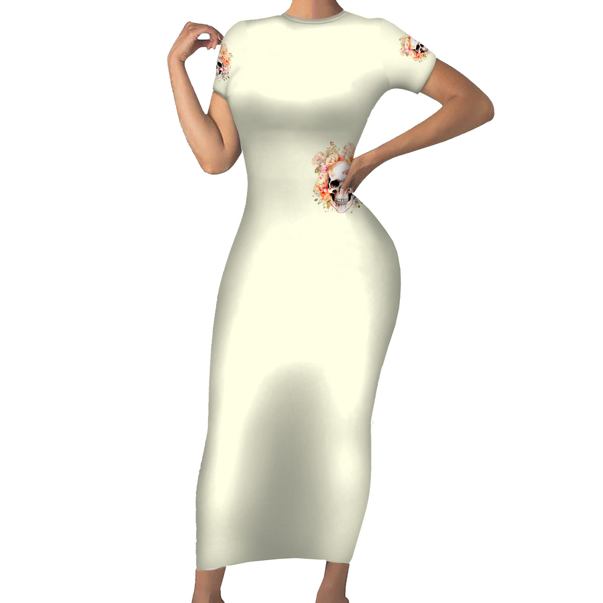 Rose Skull Family Matching Short Sleeve Bodycon Dress and Hawaiian Shirt The Good Girl In Me Got Tired Of The Bullshit - Wonder Print Shop