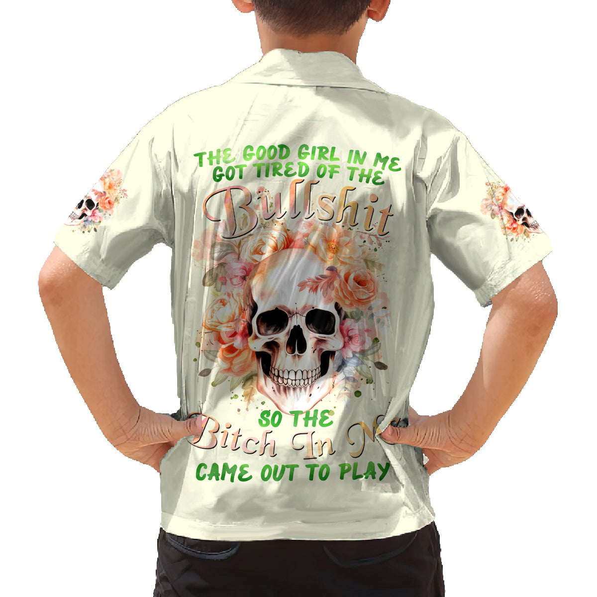 Rose Skull Family Matching Summer Maxi Dress and Hawaiian Shirt The Good Girl In Me Got Tired Of The Bullshit - Wonder Print Shop