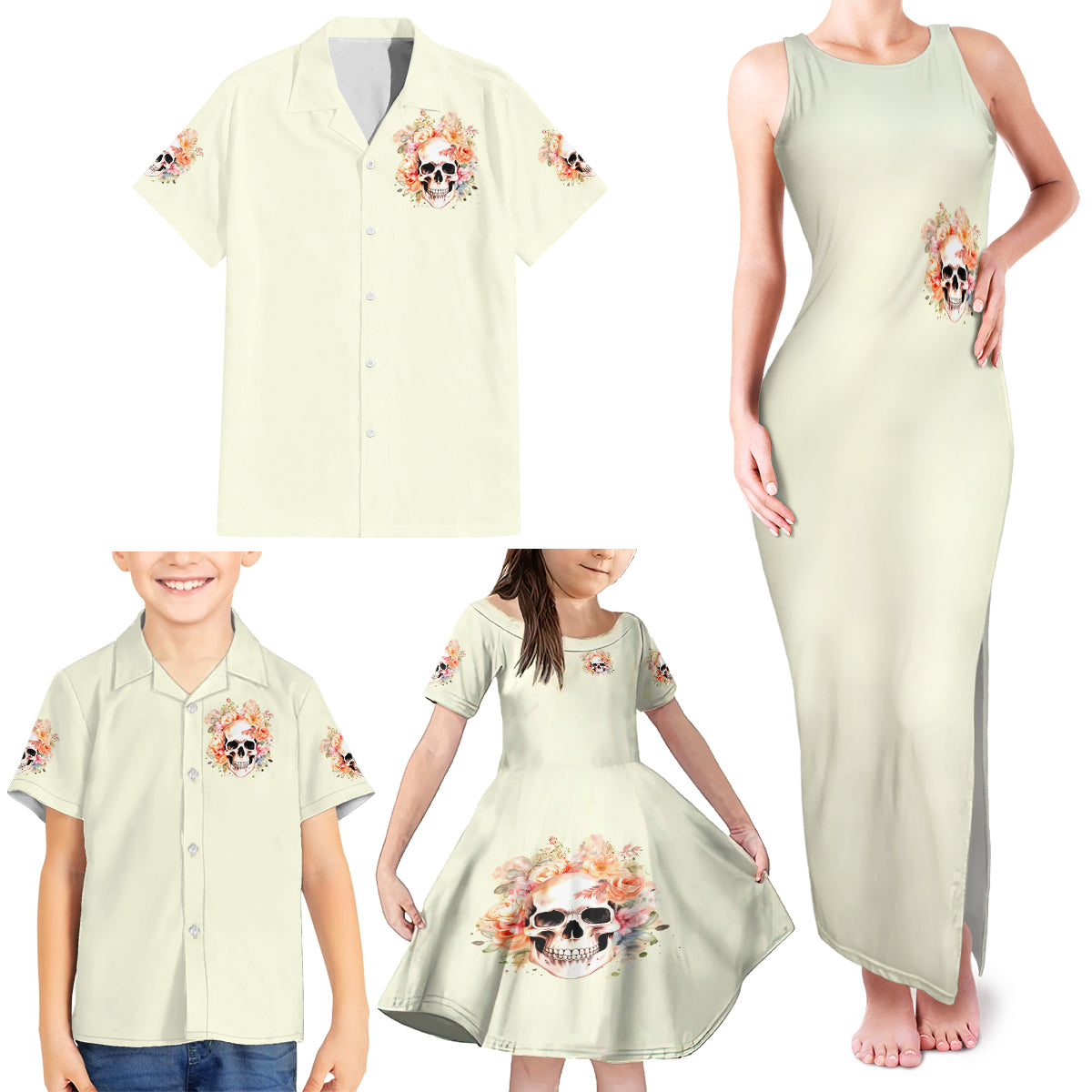 Rose Skull Family Matching Tank Maxi Dress and Hawaiian Shirt The Good Girl In Me Got Tired Of The Bullshit - Wonder Print Shop