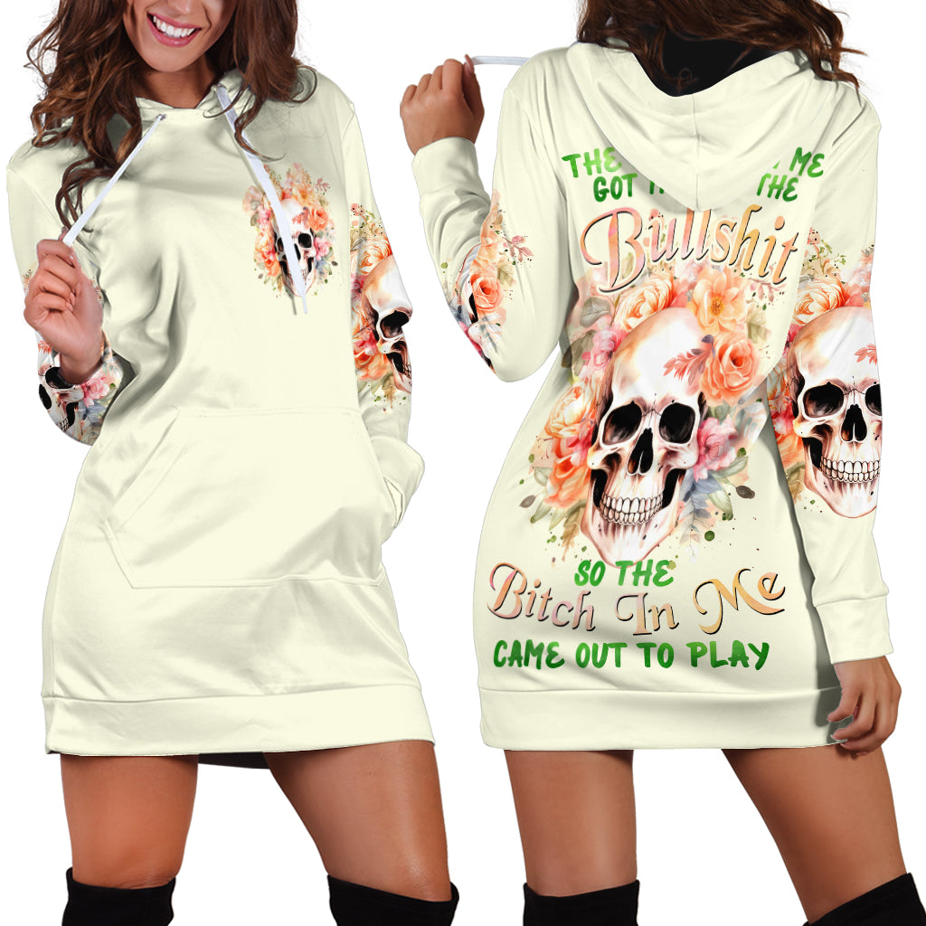 Rose Skull Hoodie Dress The Good Girl In Me Got Tired Of The Bullshit - Wonder Print Shop